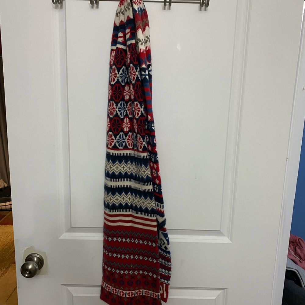 Red and Blue Patterned Scarf